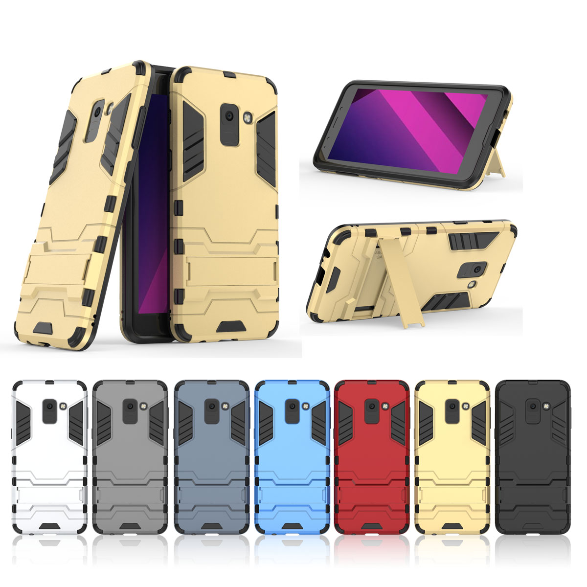Bakeey-2-in-1-Armor-Kickstand-Hard-PC-Protective-Case-for-Samsung-Galaxy-A8-Plus-2018-1297009